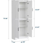 Armoire de cuisine de style ferme, 71 armoire de rangement haute en bois avec 4 portes et étagères réglables, buffet pour salle à manger et salon