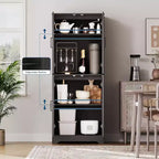 Armoire de cuisine de style ferme, 71 armoire de rangement haute en bois avec 4 portes et étagères réglables, buffet pour salle à manger et salon