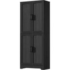 Armoire de cuisine de style ferme, 71 armoire de rangement haute en bois avec 4 portes et étagères réglables, buffet pour salle à manger et salon