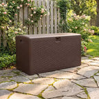 Grand coffre de rangement étanche en résine de 276 litres pour intérieur et extérieur, conteneur de rangement verrouillable pour coussins de mobilier de jardin, coussins décoratifs, outils de jardinage