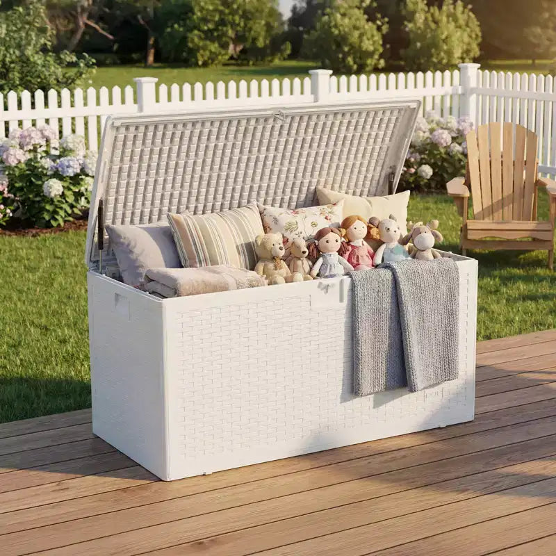 Grand coffre de rangement étanche en résine de 276 litres pour intérieur et extérieur, conteneur de rangement verrouillable pour coussins de mobilier de jardin, coussins décoratifs, outils de jardinage