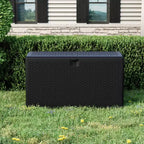 Grand coffre de rangement étanche en résine de 276 litres pour intérieur et extérieur, conteneur de rangement verrouillable pour coussins de mobilier de jardin, coussins décoratifs, outils de jardinage