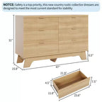 Solution de Rangement Spacieuse - Commode 6 Tiroirs pour Chambre - Large Buffet Cannulé avec Poignées Dorées - Organisateur Moderne & Meuble TV - Chêne Naturel
