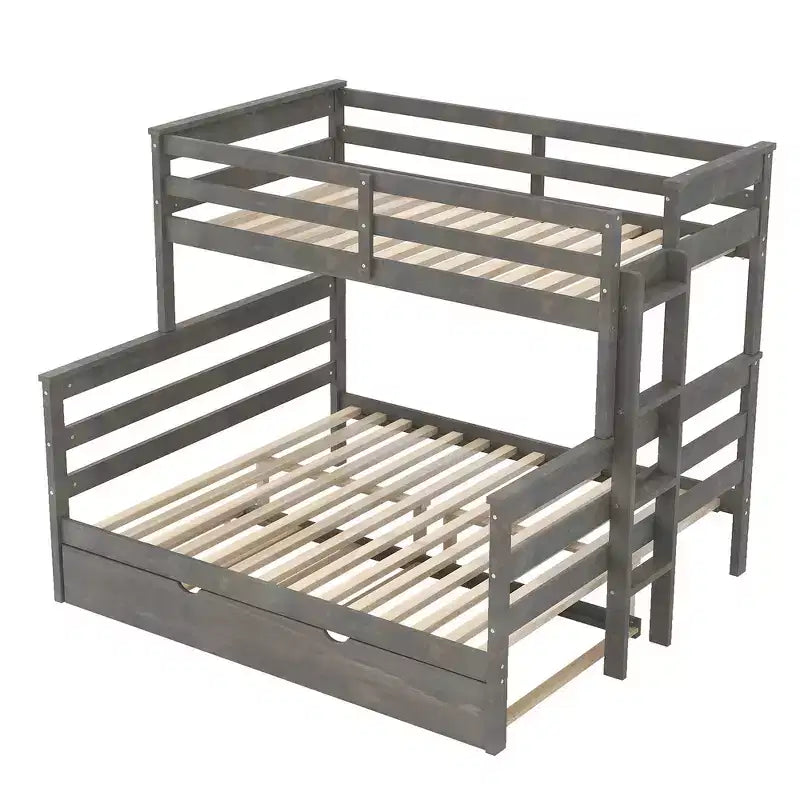 Whisen Wood Lit superposé double XL sur grand lit avec échelle, lattes en bois massif