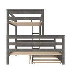 Whisen Wood Lit superposé double XL sur grand lit avec échelle, lattes en bois massif