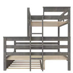 Whisen Wood Lit superposé double XL sur grand lit avec échelle, lattes en bois massif