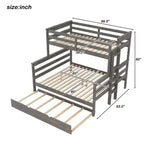 Whisen Wood Lit superposé double XL sur grand lit avec échelle, lattes en bois massif