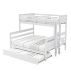 Whisen Wood Lit superposé double XL sur grand lit avec échelle, lattes en bois massif