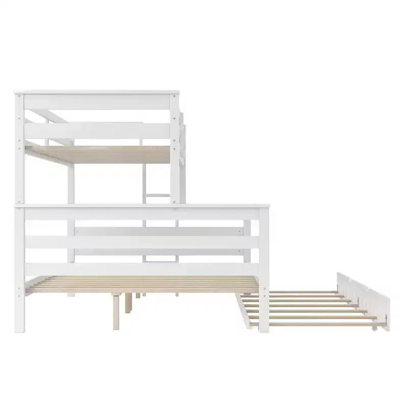 Whisen Wood Lit superposé double XL sur grand lit avec échelle, lattes en bois massif