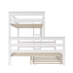 Whisen Wood Lit superposé double XL sur grand lit avec échelle, lattes en bois massif