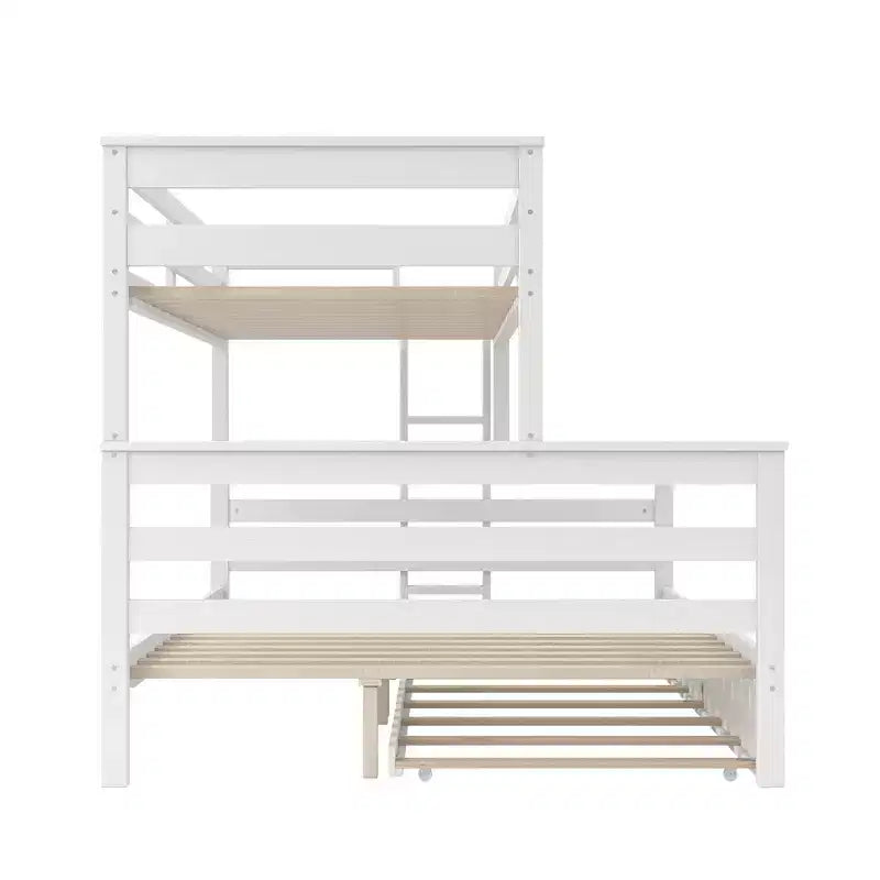Whisen Wood Lit superposé double XL sur grand lit avec échelle, lattes en bois massif