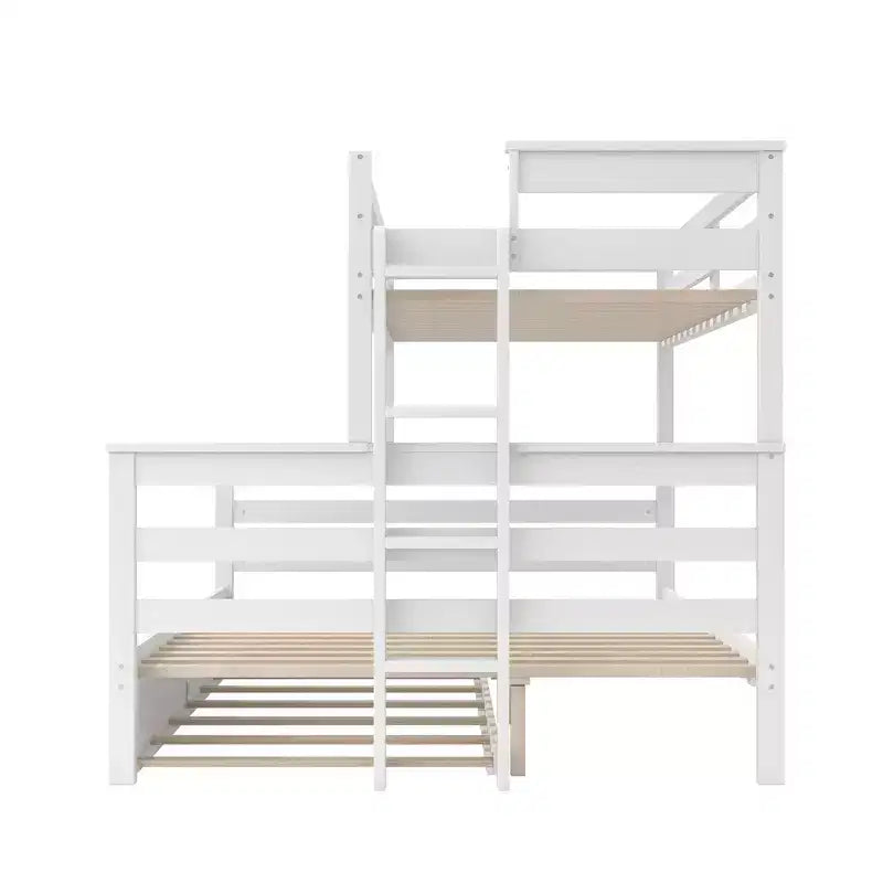 Whisen Wood Lit superposé double XL sur grand lit avec échelle, lattes en bois massif