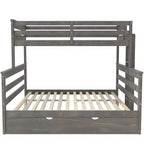 Whisen Wood Lit superposé double XL sur grand lit avec échelle, lattes en bois massif