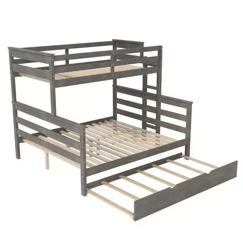 Whisen Wood Lit superposé double XL sur grand lit avec échelle, lattes en bois massif