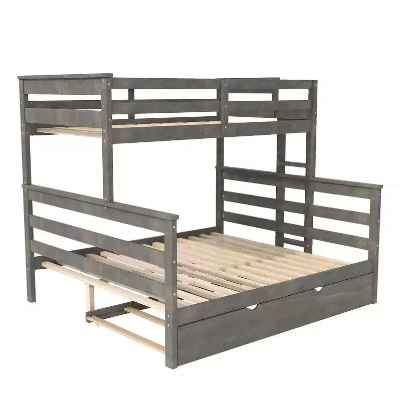 Whisen Wood Lit superposé double XL sur grand lit avec échelle, lattes en bois massif