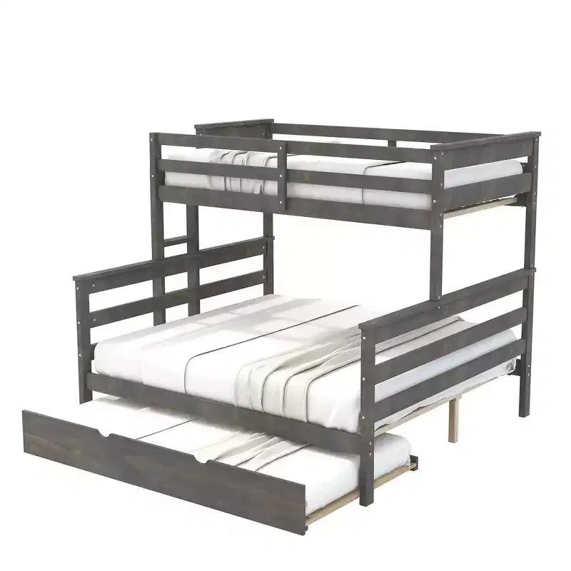 Whisen Wood Lit superposé double XL sur grand lit avec échelle, lattes en bois massif