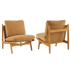 Christopher Knight Home Vista Chaise d'appoint Mocha avec cadre en bois naturel, lot de 2