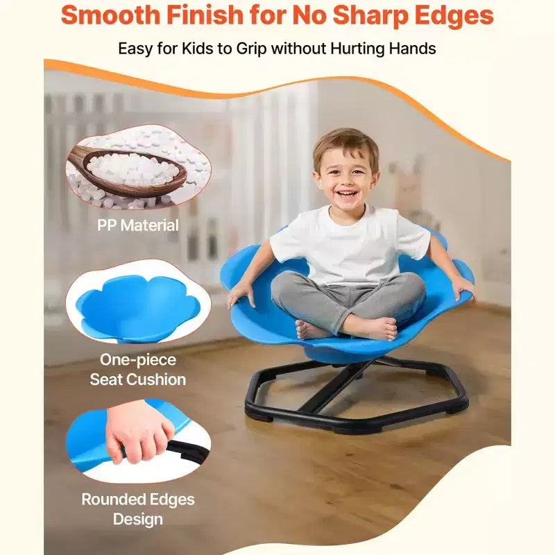 Chaise pivotante cylindrique sensorielle pour enfants avec base en métal, 100 kg, bleue