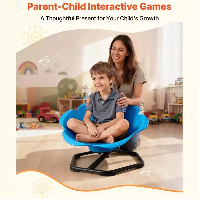 Chaise pivotante cylindrique sensorielle pour enfants avec base en métal, 100 kg, bleue