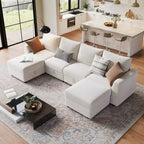 Canapé modulable 108-163 en L/U, 4 à 9 places, modèle Cloud, avec rangement sous toutes les assises, méridienne réversible, convertible en chenille