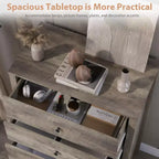 Commode en bois à 5 tiroirs de 45 pouces, commode moderne avec rangement profond, organiseur en bois haut pour chambre, salon et entrée