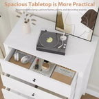 Commode en bois à 5 tiroirs de 45 pouces, commode moderne avec rangement profond, organiseur en bois haut pour chambre, salon et entrée