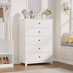 Commode en bois à 5 tiroirs de 45 pouces, commode moderne avec rangement profond, organiseur en bois haut pour chambre, salon et entrée