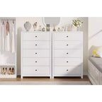 Commode en bois à 5 tiroirs de 45 pouces, commode moderne avec rangement profond, organiseur en bois haut pour chambre, salon et entrée