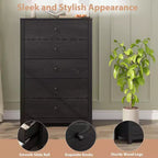 Commode en bois à 5 tiroirs de 45 pouces, commode moderne avec rangement profond, organiseur en bois haut pour chambre, salon et entrée