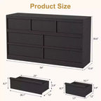 Commode à 7 tiroirs Acekool pour chambre à coucher, meuble de rangement en bois avec poignées concaves, organisateur moderne de commode, noir