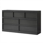 Commode à 7 tiroirs Acekool pour chambre à coucher, meuble de rangement en bois avec poignées concaves, organisateur moderne de commode, noir