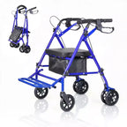 Fauteuil roulant pliable portable pour adultes, capacité de 135 kg, 6 roues, hauteur réglable, rangement sous le siège, siège et repose-pieds confortables