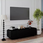 Meuble TV de 58 po avec armoire de rangement, meuble de divertissement TV au design en spirale avec 2 tiroirs