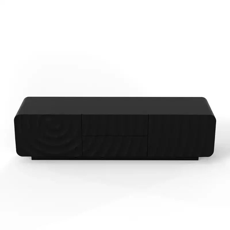 Meuble TV de 58 po avec armoire de rangement, meuble de divertissement TV au design en spirale avec 2 tiroirs