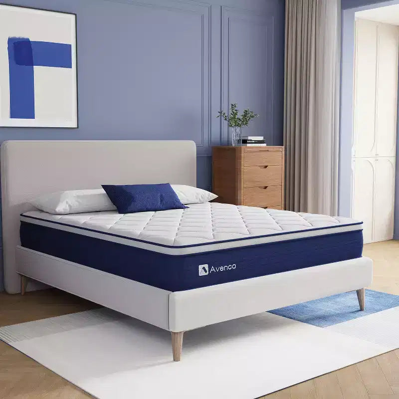 Matelas hybride en mousse à mémoire de forme et gel de fermeté moyenne Avenco 6/8/10/12/14 pouces avec ressorts ensachés pour l'isolation des mouvements et le soulagement de la pression