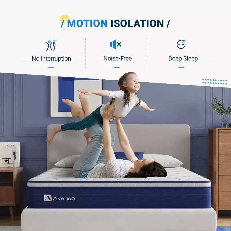Matelas hybride en mousse à mémoire de forme et gel de fermeté moyenne Avenco 6/8/10/12/14 pouces avec ressorts ensachés pour l'isolation des mouvements et le soulagement de la pression
