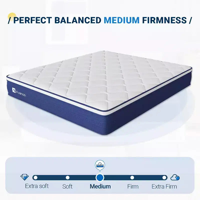 Matelas hybride en mousse à mémoire de forme et gel de fermeté moyenne Avenco 6/8/10/12/14 pouces avec ressorts ensachés pour l'isolation des mouvements et le soulagement de la pression