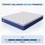Matelas hybride en mousse à mémoire de forme et gel de fermeté moyenne Avenco 6/8/10/12/14 pouces avec ressorts ensachés pour l'isolation des mouvements et le soulagement de la pression
