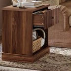 Mid Century Modern Fluted Bedside Table with Drawer  Space-Saving Bedside Table with Storage, Ideal for Bedroom or Living Room