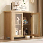 Bahut de buffet avec portes en verre, buffet moderne avec rangement, table de buffet en bois pour salon, salle à manger et cuisine