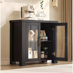 Bahut de buffet avec portes en verre, buffet moderne avec rangement, table de buffet en bois pour salon, salle à manger et cuisine