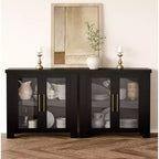 Bahut de buffet avec portes en verre, buffet moderne avec rangement, table de buffet en bois pour salon, salle à manger et cuisine