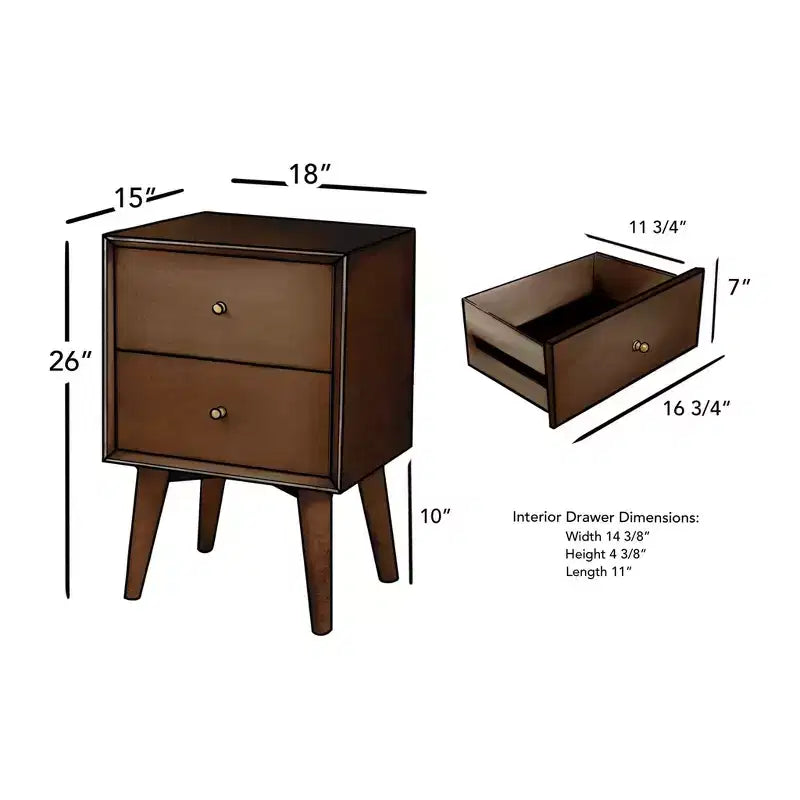 Table de chevet Flynn, Noyer