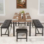 Ensemble de salle à manger extensible peu encombrant pour 4 à 8 personnes, table multifonctionnelle de 160 cm avec bancs et tabourets, imperméable, anti-marques, style moderne du milieu du siècle