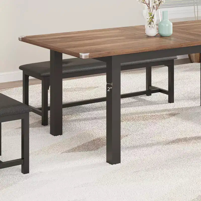 Ensemble de salle à manger extensible peu encombrant pour 4 à 8 personnes, table multifonctionnelle de 160 cm avec bancs et tabourets, imperméable, anti-marques, style moderne du milieu du siècle