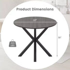 Table à manger ronde de ferme Costway 36" pour 4 personnes avec piédestal stable et entrecroisé, noire