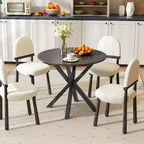 Table à manger ronde de ferme Costway 36" pour 4 personnes avec piédestal stable et entrecroisé, noire