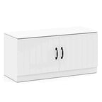 Banc à chaussures 2 portes Costway avec étagères réglables et espace de rangement caché Naturel + Blanc/Blanc