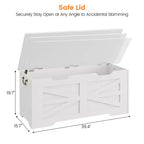 Banc de rangement polyvalent en bois avec couvercle à charnière de sécurité – Coffre de style ferme et organisateur de jouets pour entrée, salon, chambre à coucher