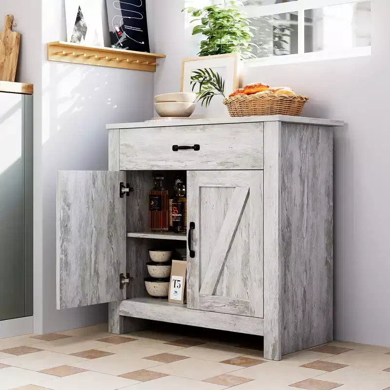 Meuble de buffet, armoire de rangement de cuisine avec tiroirs, porte, étagères réglables, buffet autoportant avec placard de rangement
